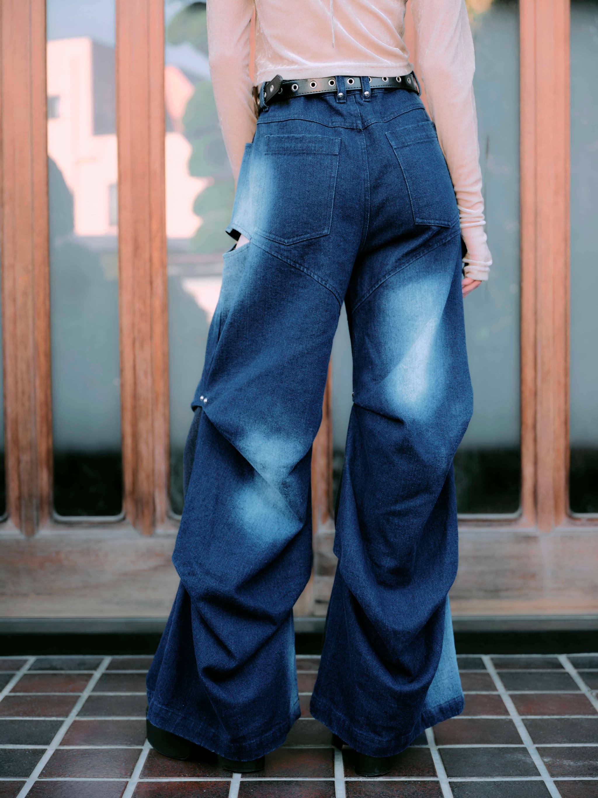 TUCK DESIGN DENIM PANTS-BLUE – TAJEN:T