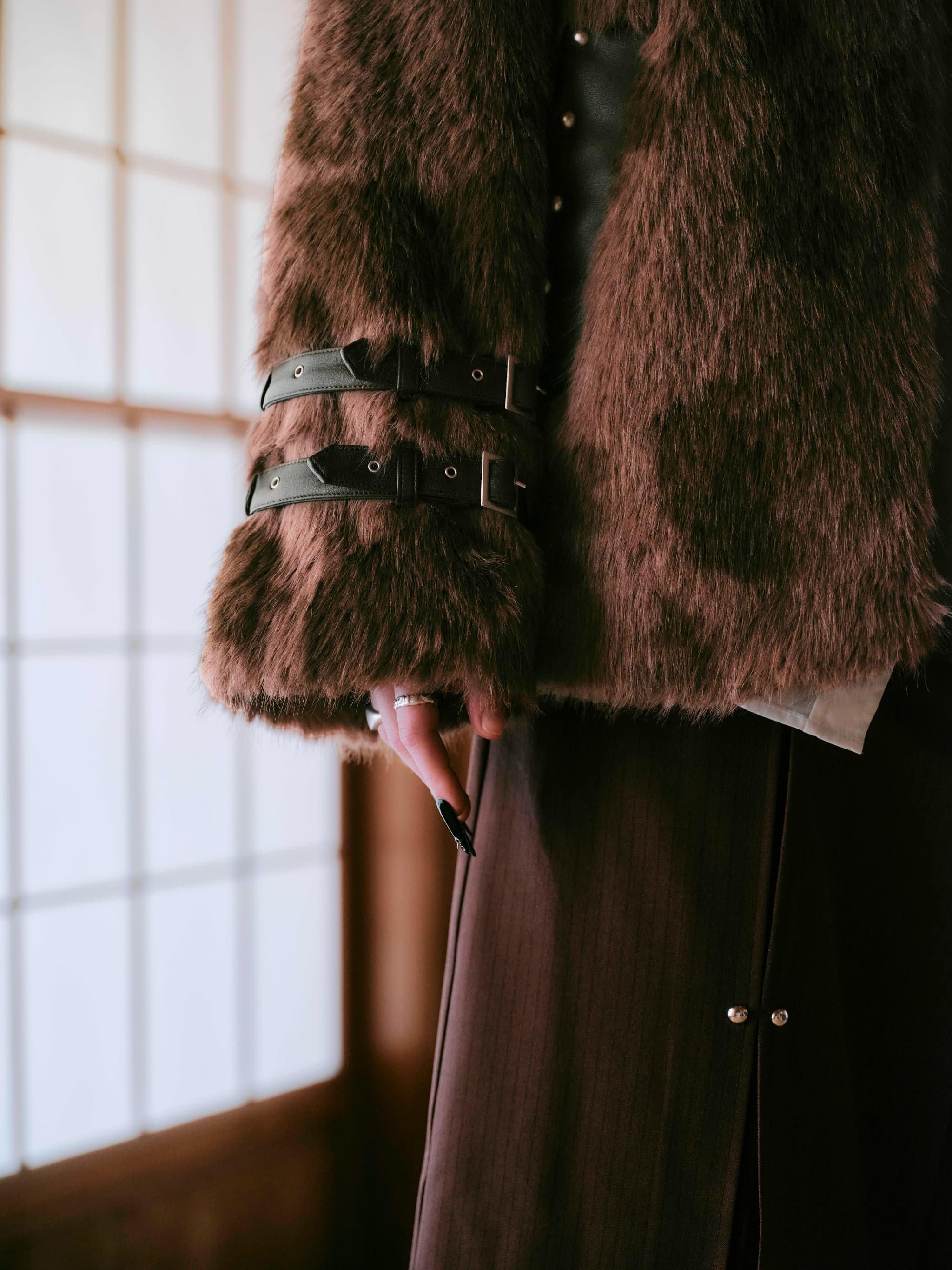 COW PATTERN FUR JACKET-BROWN – TAJEN:T